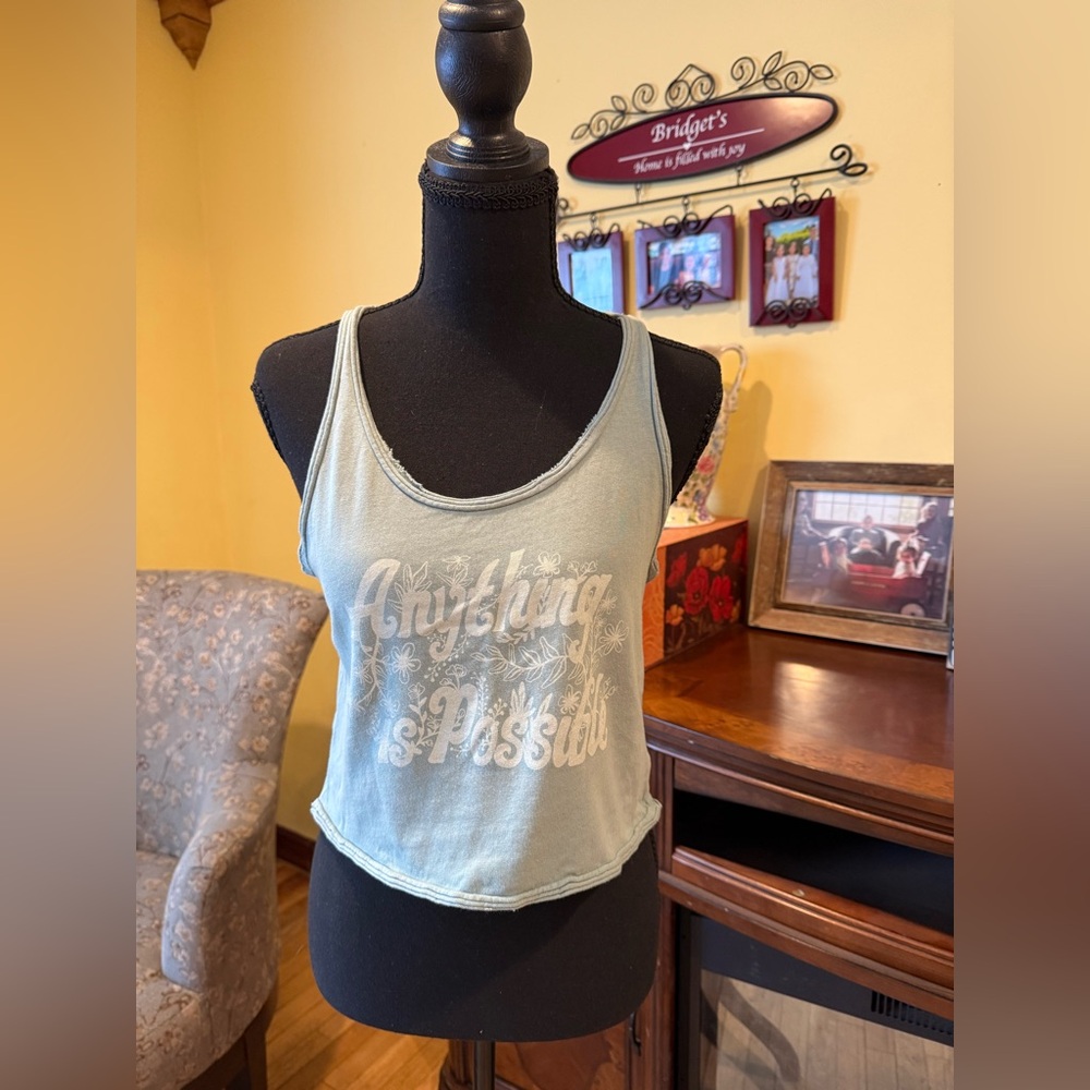 American Eagle Outfitters Mint Green Graphic Tank Top - Picture 1 of 3